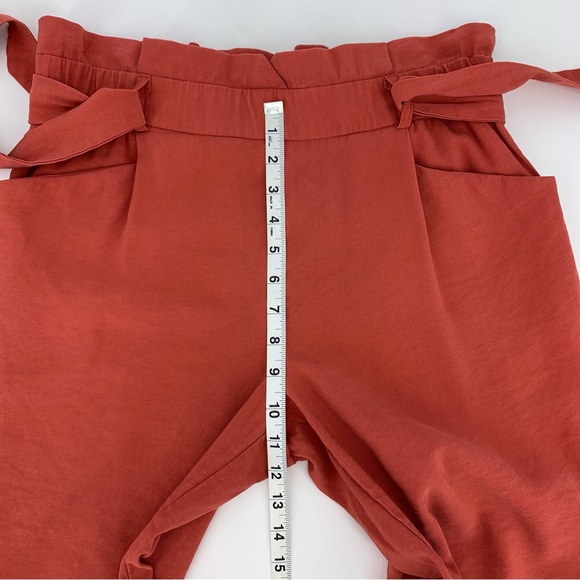 Zara trf Collection Tomato Red High Rise Paper Bag Waisted Ankle Pants, Large - Picture 11 of 15